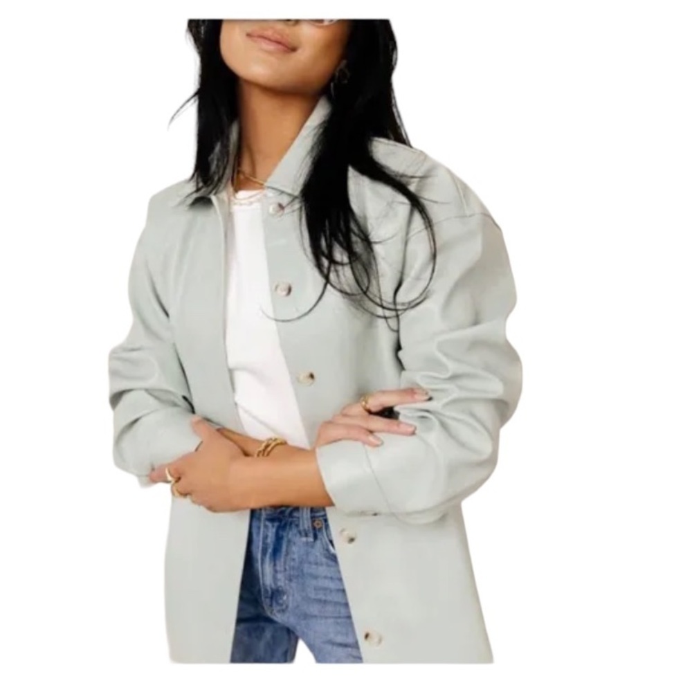 Fleet Street Mint Green Lightweight Trench Coat Rain Jacket Floral Lining Medium
